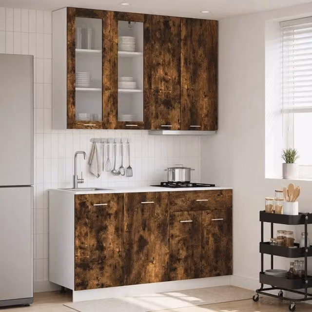 Unità Cucina LYON 4 pz Rovere Fumo Legno ingegnerizzato 3438367