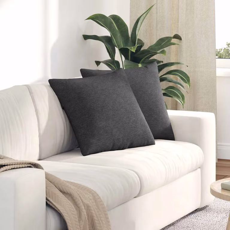 Set di 2 cuscini da divano quadrati vidaXL in velluto a coste grigio, L 50 cm x P 50 cm