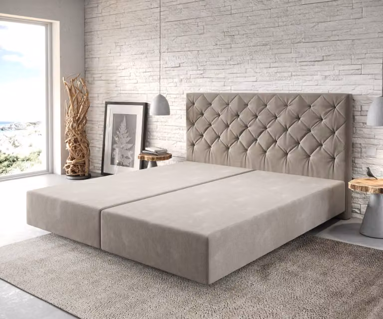 DELIFE Telaio boxspring Dream-Great 180x200 cm microfibra Beige