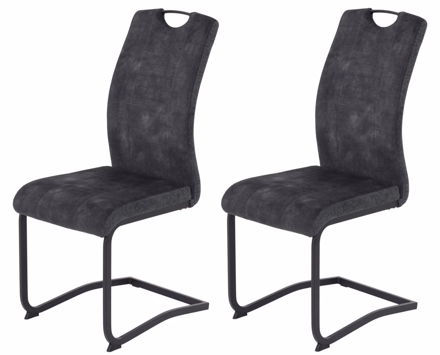 Set di 2 sedie da pranzo Riga, color antracite, ergonomiche, con portata massima di 120 kg