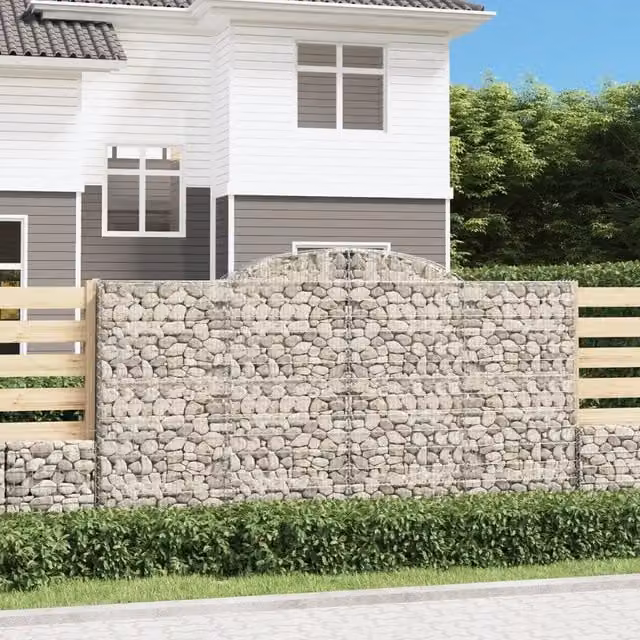 Set di 17 Cesti Gabbioni ad Arco Videx in Acciaio Zincato Argento L: 300 cm, P: 50 cm, H: 160/180 cm