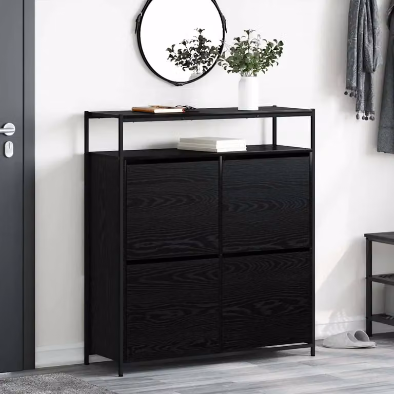 Mobile porta scarpe moderno vidaXL nero con ante a battente L: 100 cm, P: 34 cm, H: 112 cm