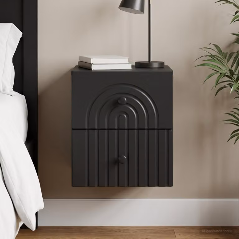 vidaXL Mobiletto da notte sospeso con cassetto Nero L 33 cm, P 34,5 cm, H 40 cm