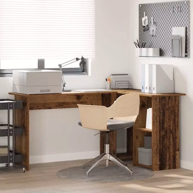 Scrivania angolare moderna vidaXL in legno marrone L: 142 cm, P: 102 cm, H: 73 cm