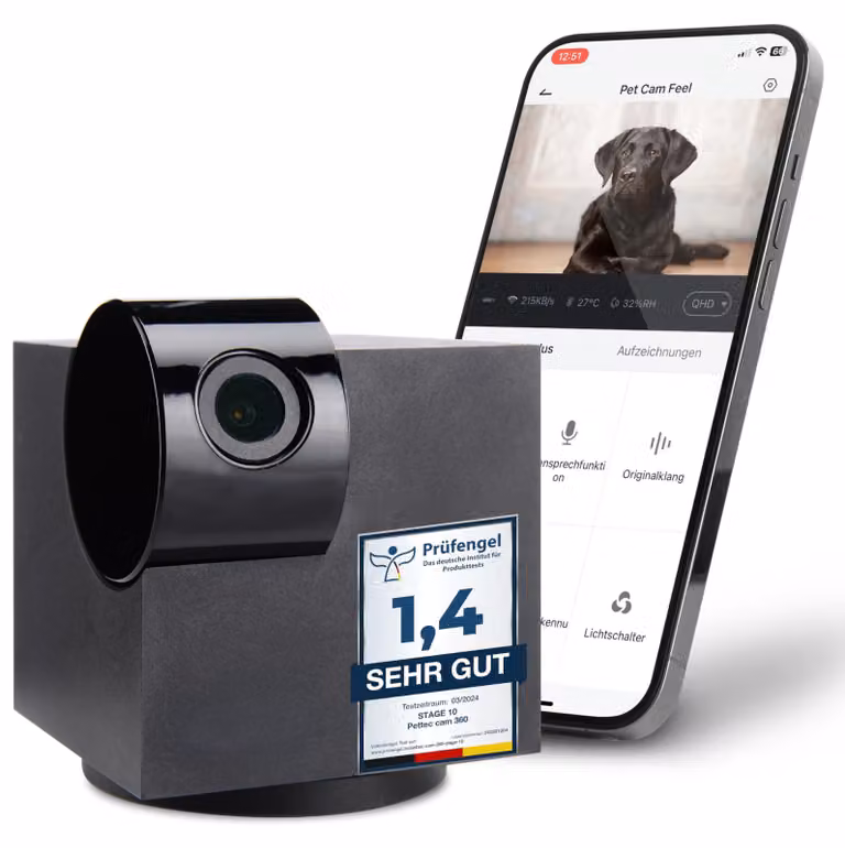Telecamera di sicurezza WiFi a 360°, telecamera interna - Full HD 3MP, visione notturna - Alimentazione tramite cavo