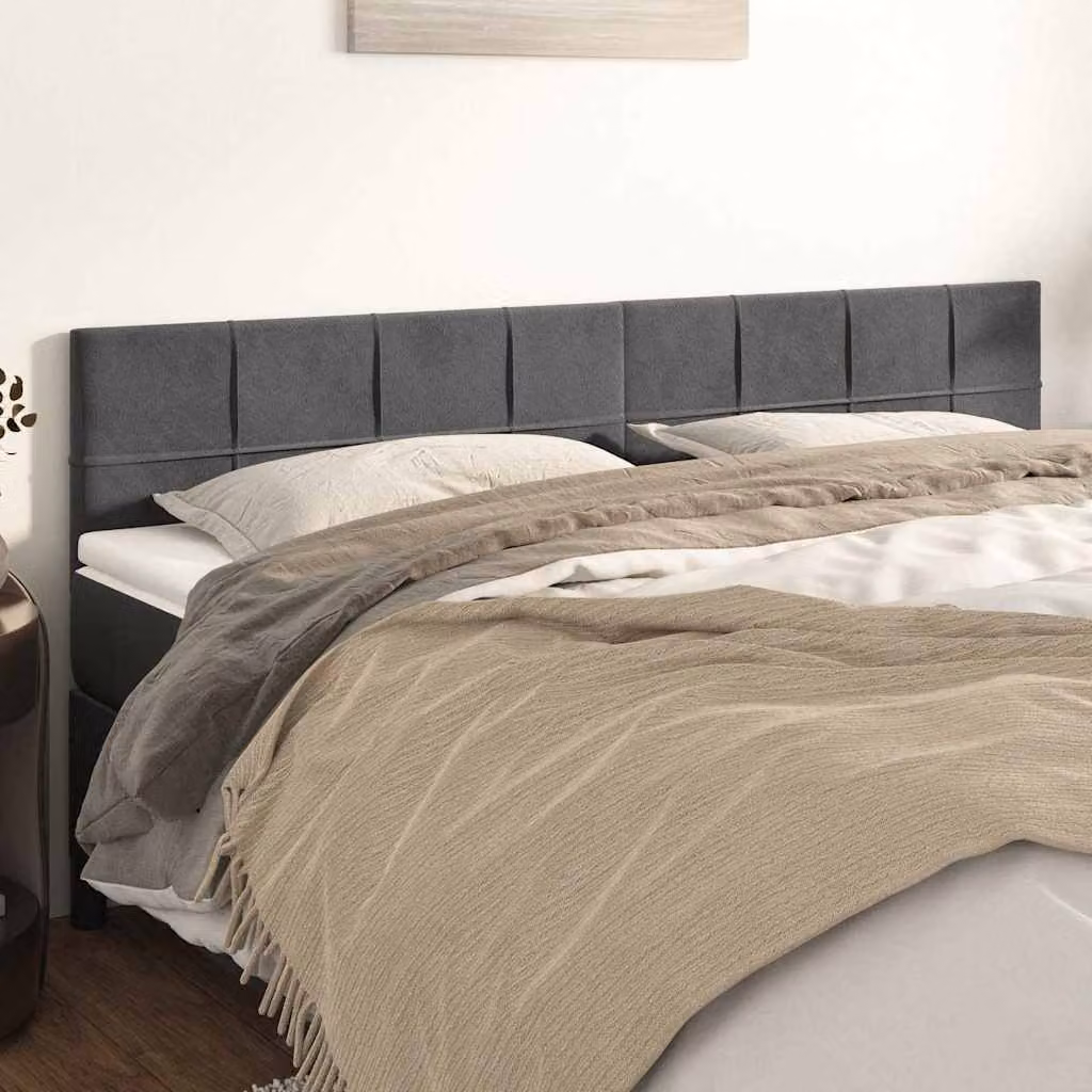 Testiera per letto vidaXL in velluto grigio scuro con struttura in legno L: 200 cm, P: 5 cm, H: 78-88 cm