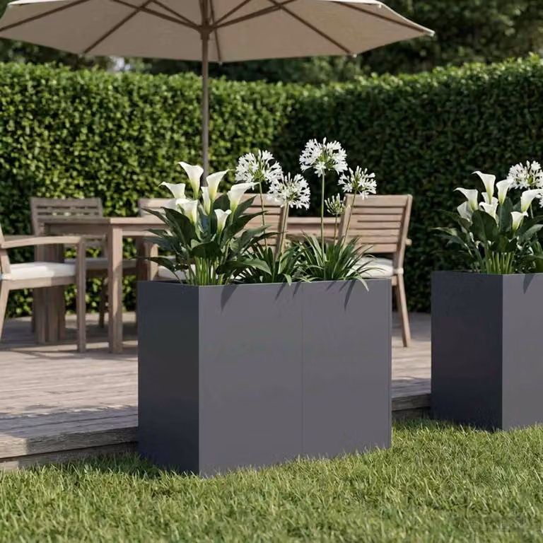 Vaso da giardino vidaXL in metallo colore Antracite L: 80 cm, P: 40 cm, H: 60 cm