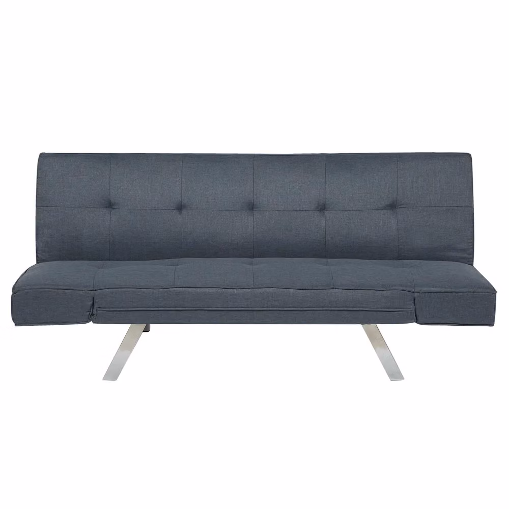 Divano Letto Click Clack Moderno Beliani Blu con Poggiatesta Regolabile e Imbottitura in Tessuto – 2