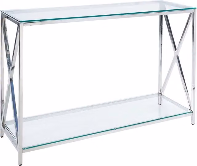 Tavolino moderno Beliani in vetro trasparente e metallo argento L: 120 cm, P: 76 cm, H: 40 cm