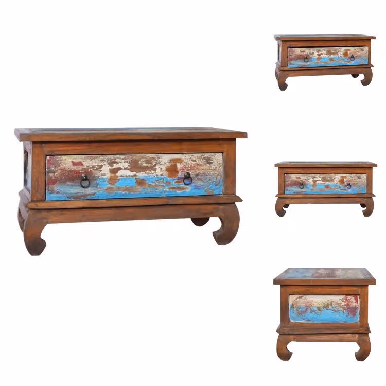 vidaXL Tavolino 80x50x40 cm in legno di teak recuperato - Tavolini da caffè