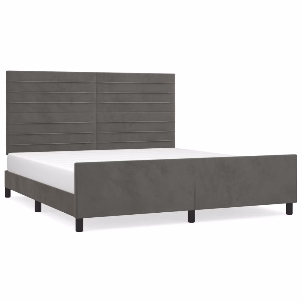 Giroletto senza Materasso Grigio Scuro 160x200 cm Velluto