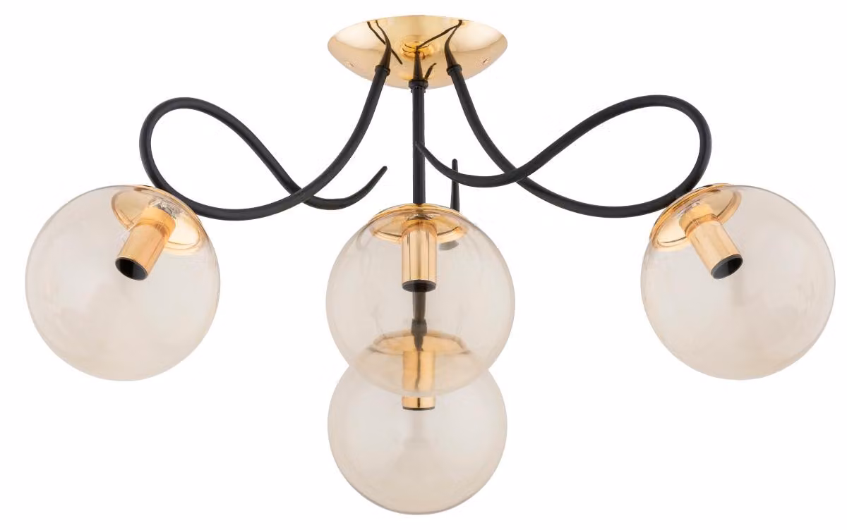 Lampada da soffitto OXA oro-nero-ambra 4xE14x10W in vetro, dimensioni: 32x58x58 cm, IP20, Alfa