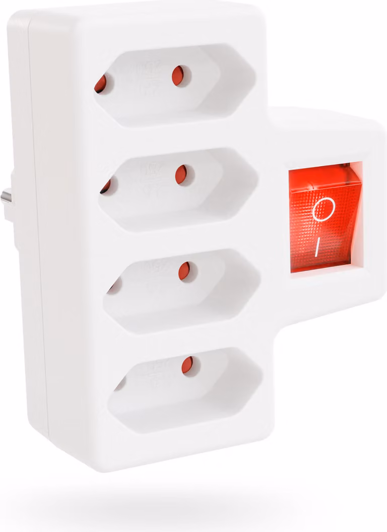 presa di corrente a 4 vie per spine Euro con interruttore fino a 2300W - adattatore per presa di corrente senza cavo, presa multipla