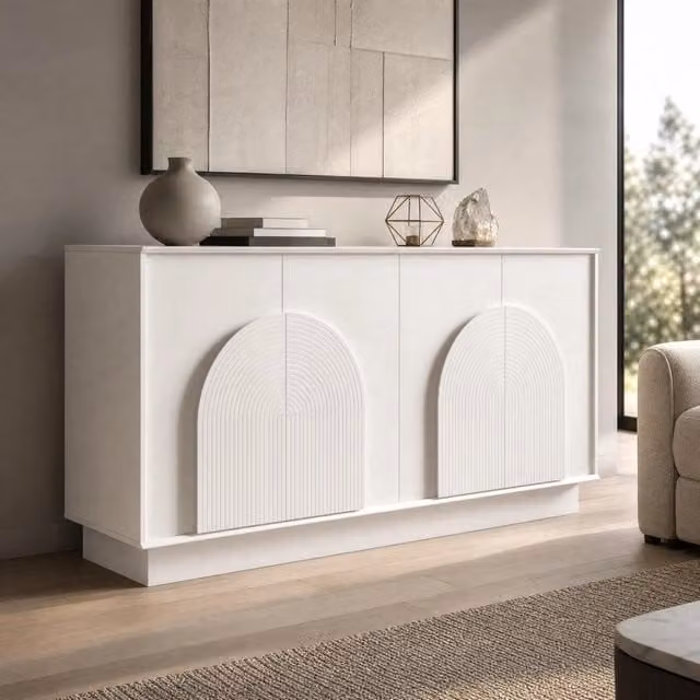 Credenza moderna bianca con finitura opaca in MDF per soggiorno e sala da pranzo