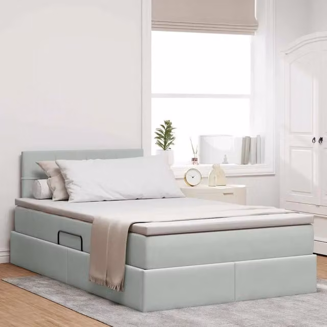 vidaXL Letto con Contenitore in Velluto Grigio L: 120 cm, P: 200 cm – 1