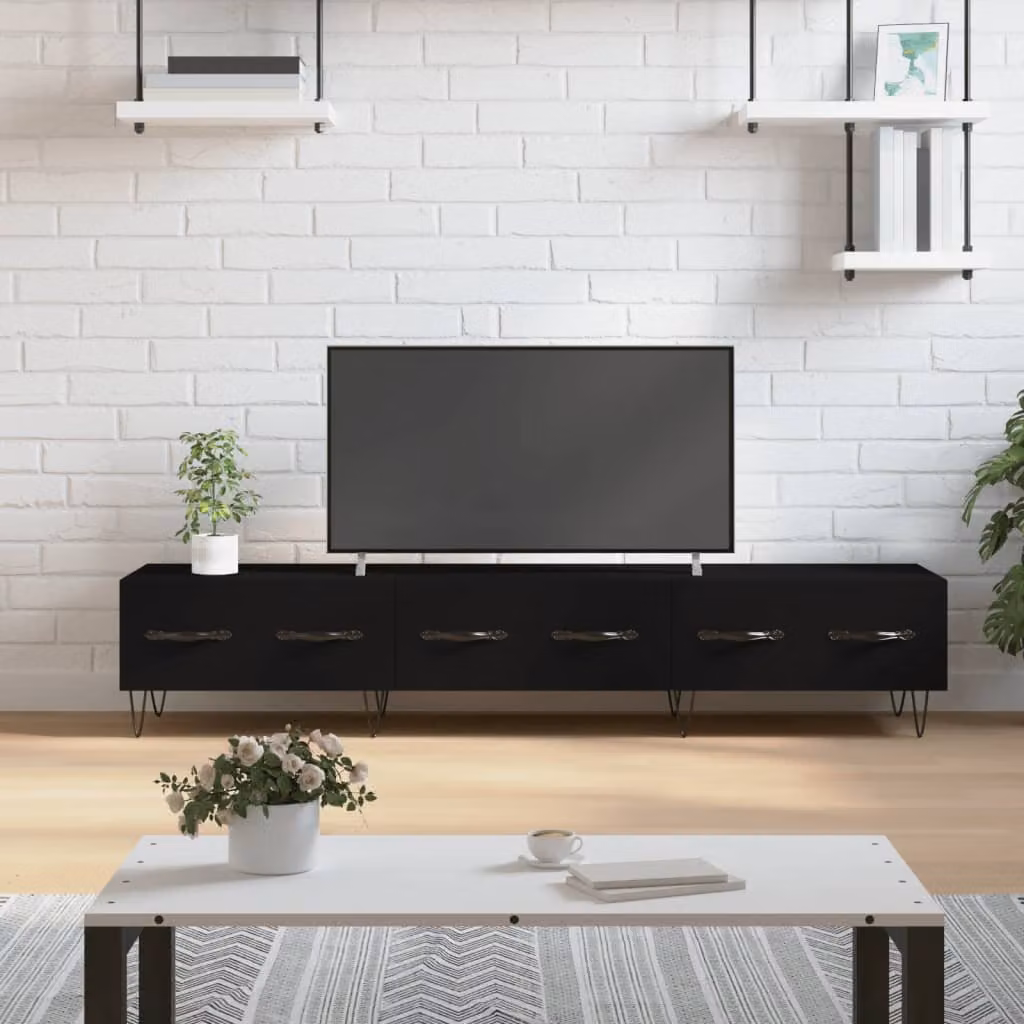 vidaXL Mobile Porta TV Moderno Nero in Legno e Metallo L: 150 cm, P: 36 cm, H: 30 cm