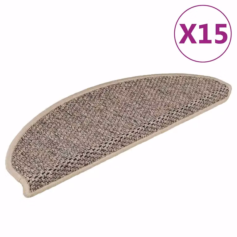 vidaXL Tappeti Adesivi Scale Aspetto Sisal 15 pz 65x21x4cm Beige Scuro