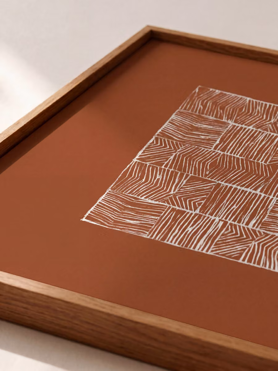 Quadro astratto moderno Terracota-tail Kenay Home, colori terracotta, bianco, marrone e arancione, L 30 cm x H 30 cm – 2