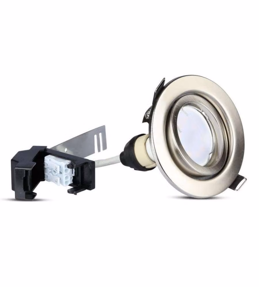 Portafaretto LED da Incasso Rotondo 5W con Faretto GU10 Colore Nichel Satinato 6400K (3 Pezzi)