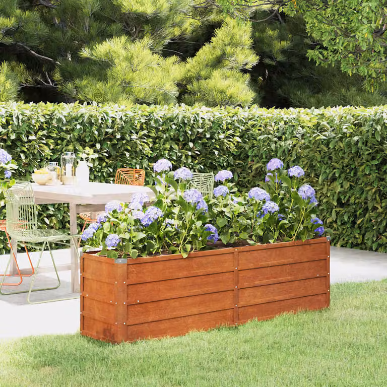 Letto rialzato da giardino vidaXL in acciaio Corten color ruggine L: 160 cm, P: 40 cm, H: 45 cm