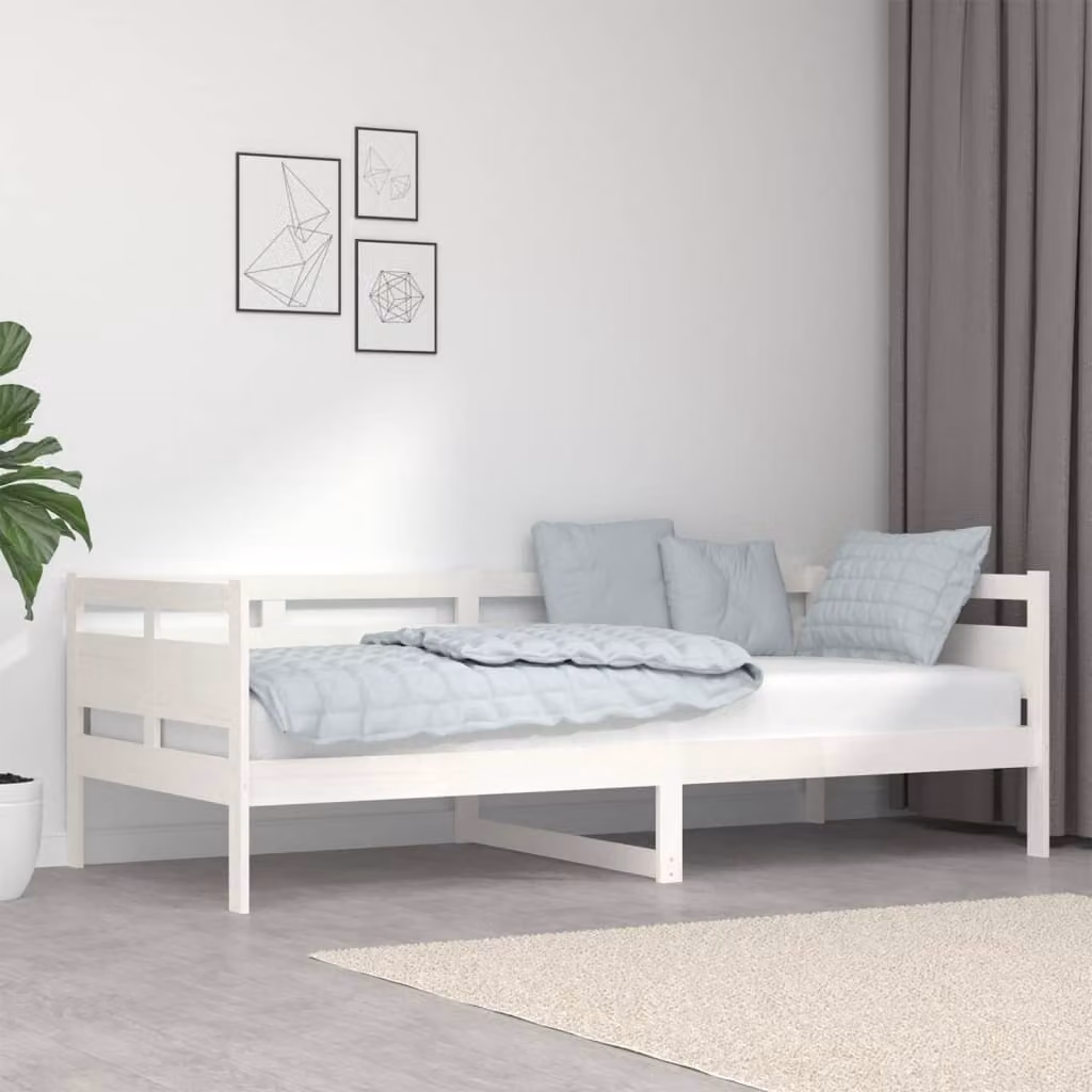 The Living Store Letto da giorno in pino massiccio bianco 90x200 cm