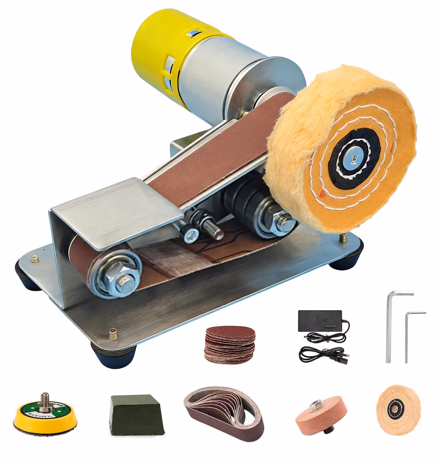 Levigatrice a nastro mini - Angolo: 15 gradi - Giri/minuto: 4000-9000 - Potenza: 330x30 mm