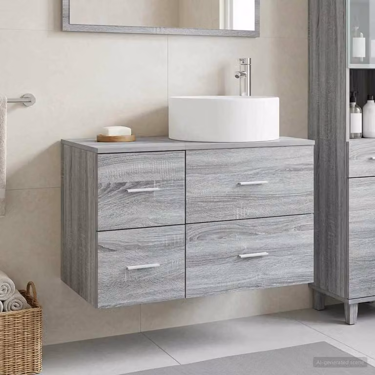 Set di mobili per il bagno moderno vidaXL composto da mobile lavabo e pensile a parete in colore grigio opaco