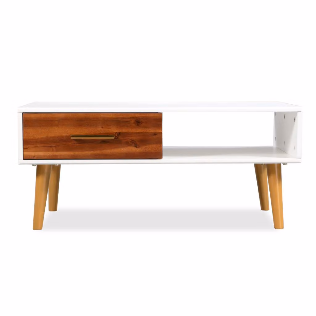 vidaXL Tavolino in legno massiccio di acacia 90x50x40 cm