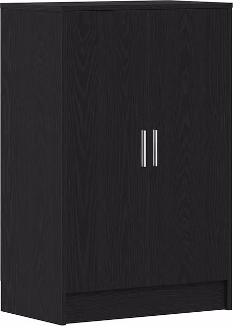 Scarpiera moderna HELLOSHOP26 in legno composito nero opaco con ante a battente e ripiani interni, L/P/H: 60 x 35 x 92 cm