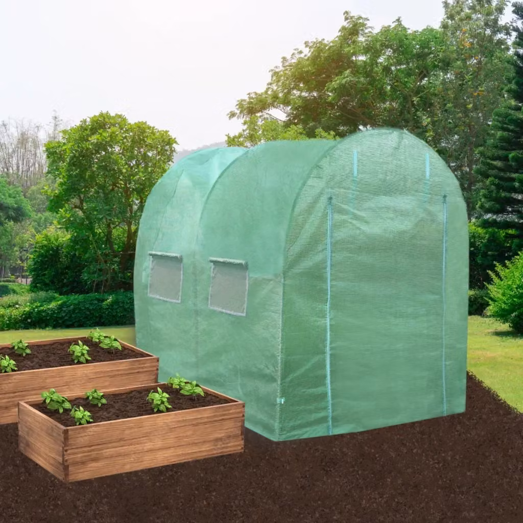 Serra da Giardino a Tunnel Monster Shop Verde con Telaio in Acciaio Galvanizzato e Copertura in Polietilene Resistente ai Raggi UV per Orto e Giardino L: 3 m, P: 2 m, H: 2 m – 2