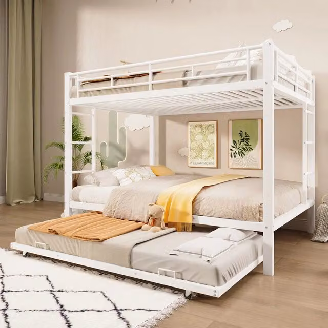 Letto a Castello con Letto Estraibile ¨C MINIMAL ¨C Bianco, Metallo, 140x200