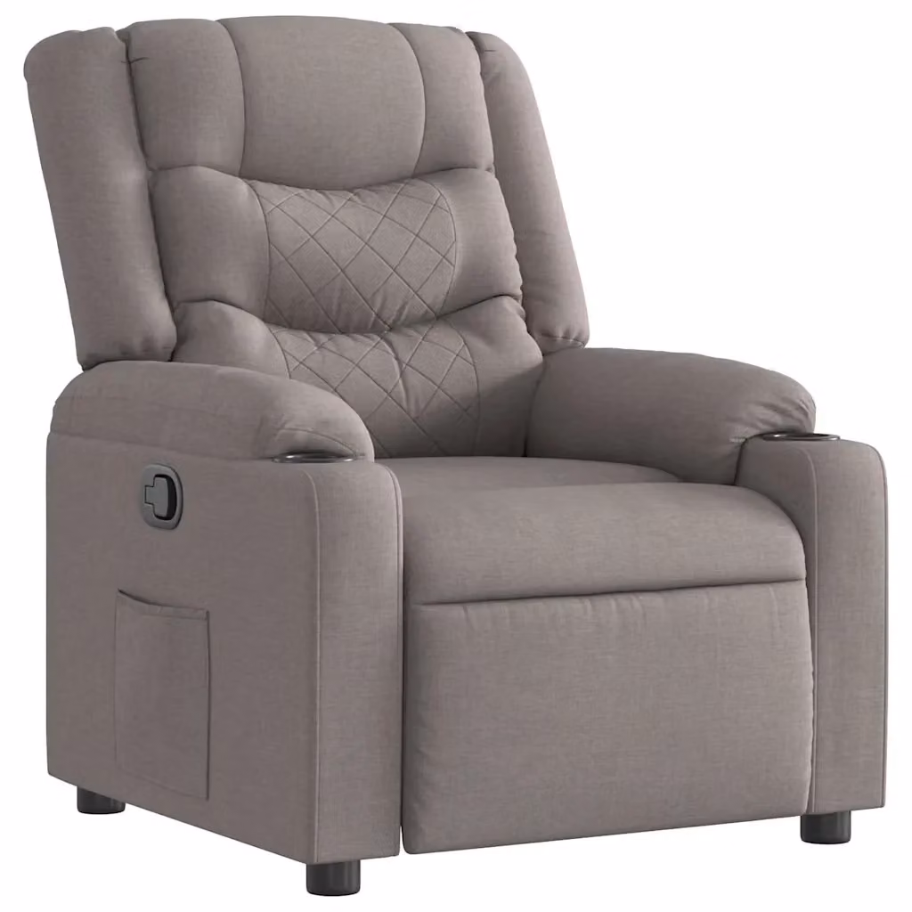 Poltrona Reclinabile Relax vidaXL in Tessuto Beige e Grigio con Braccioli e Sistema di Reclinazione Manuale – 2