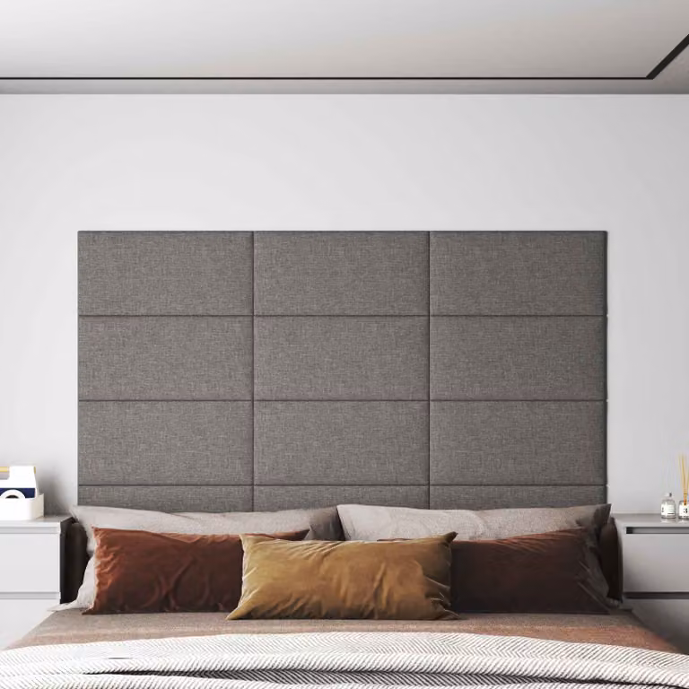 Testiera da parete imbottita vidaXL in tessuto grigio, set da 12 pezzi, L: 60 cm x H: 30 cm