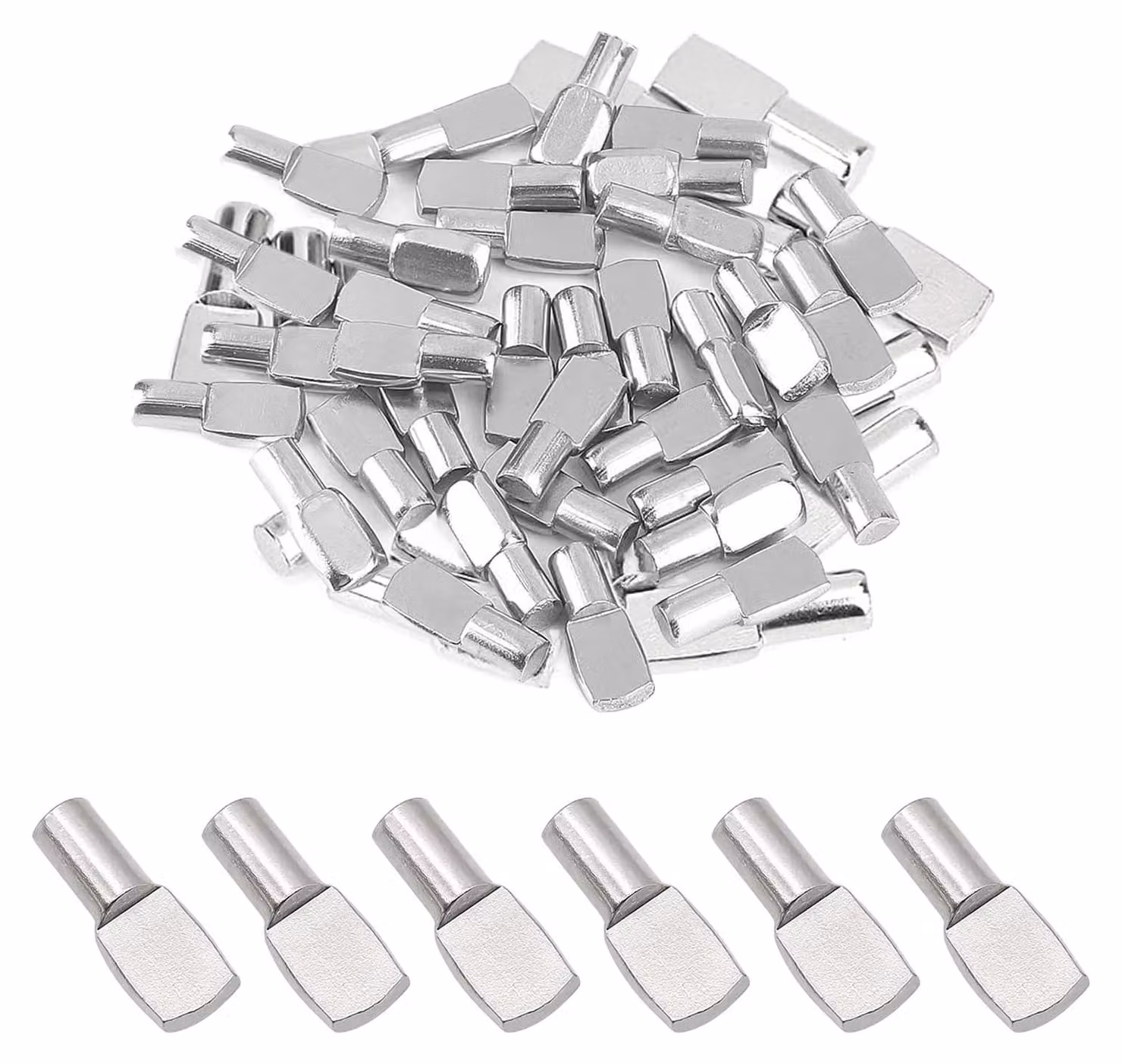 100 supporti per mensole, dimensioni 5 x 19 mm, forniti in una scatola di stoccaggio