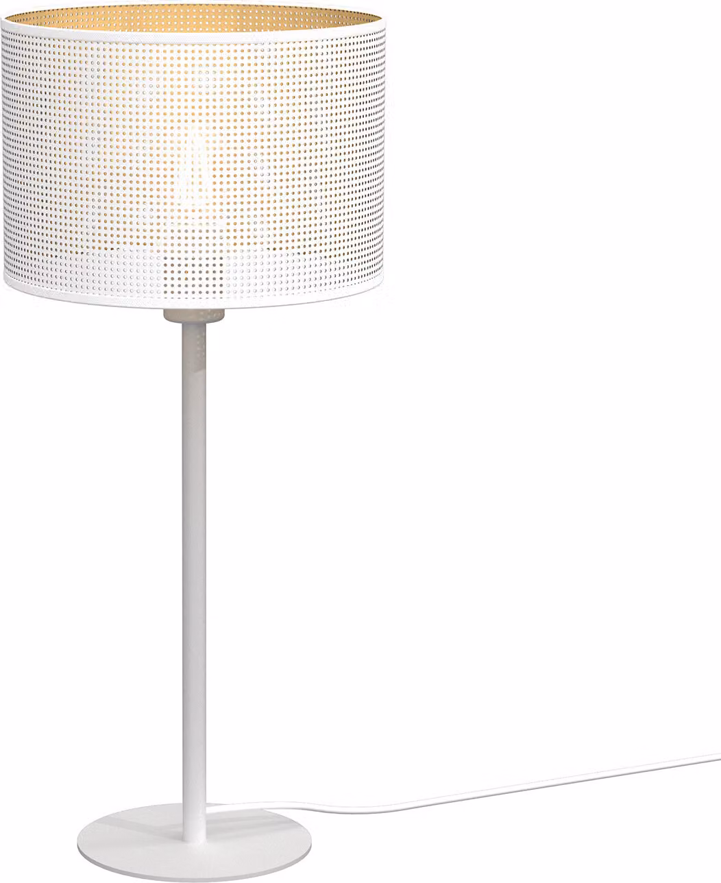 Lampada da tavolo Loft paralume bianco Ø25cm rete con interno oro Paralume Loft 1xE27 15W Luminex