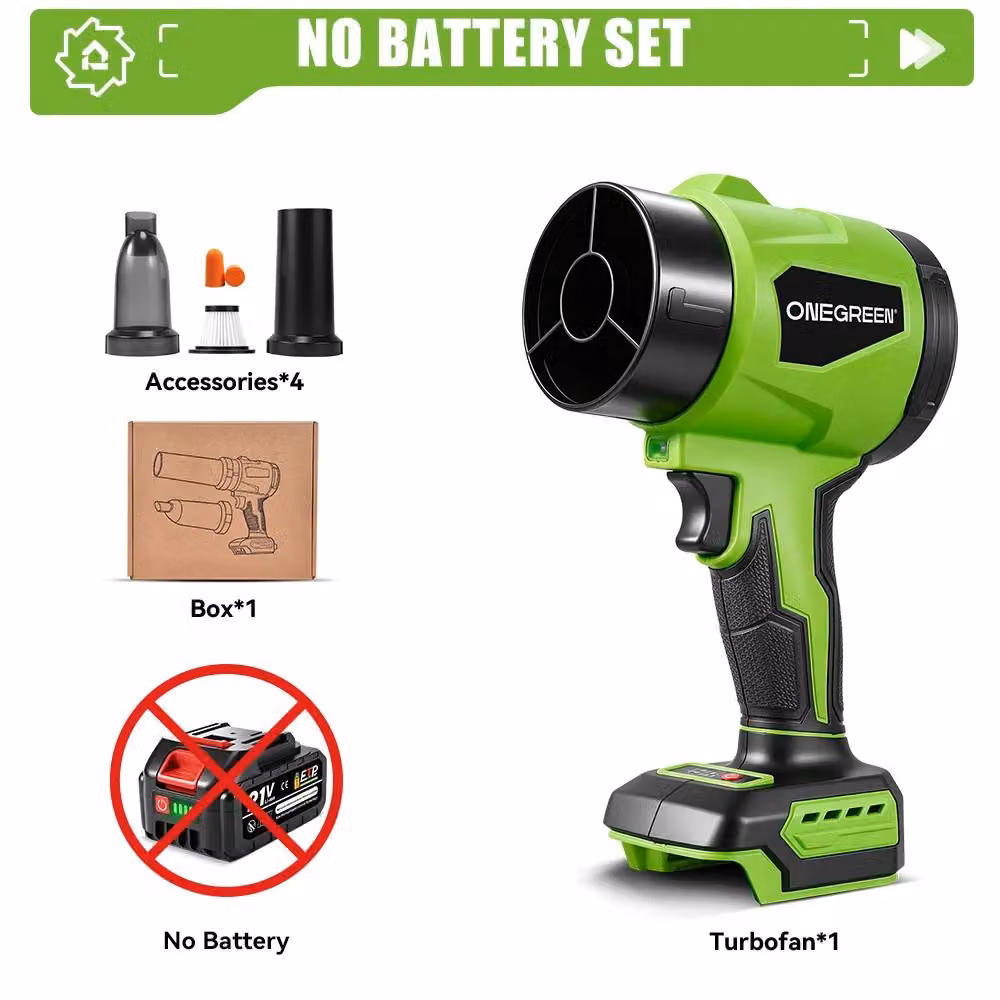 Ventilatore elettrico - Turbo 2-in-1 - 4000 W - Motore brushless - 350 m/s - Alta pressione - Senza batteria