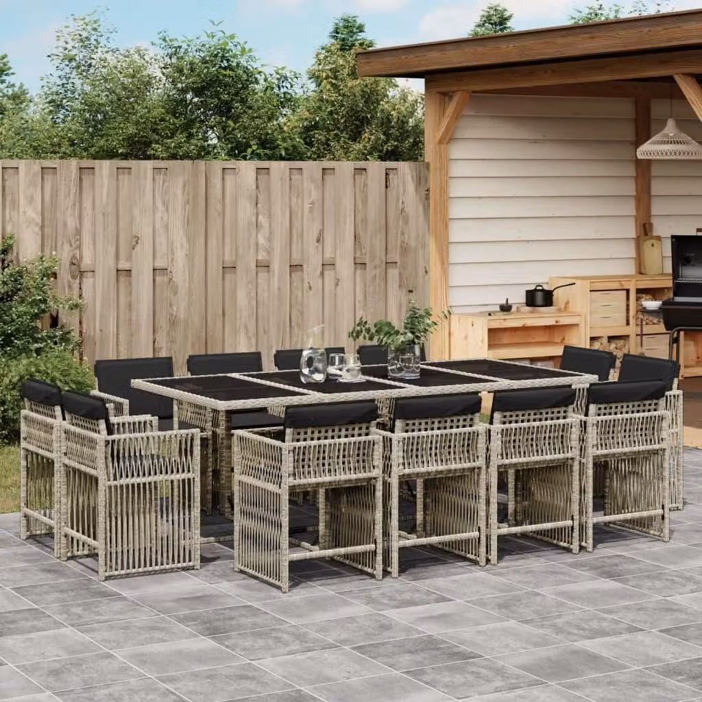 Maison Exclusive - Set da Pranzo da Giardino 13pz con Cuscini Grigio in Polyrattan