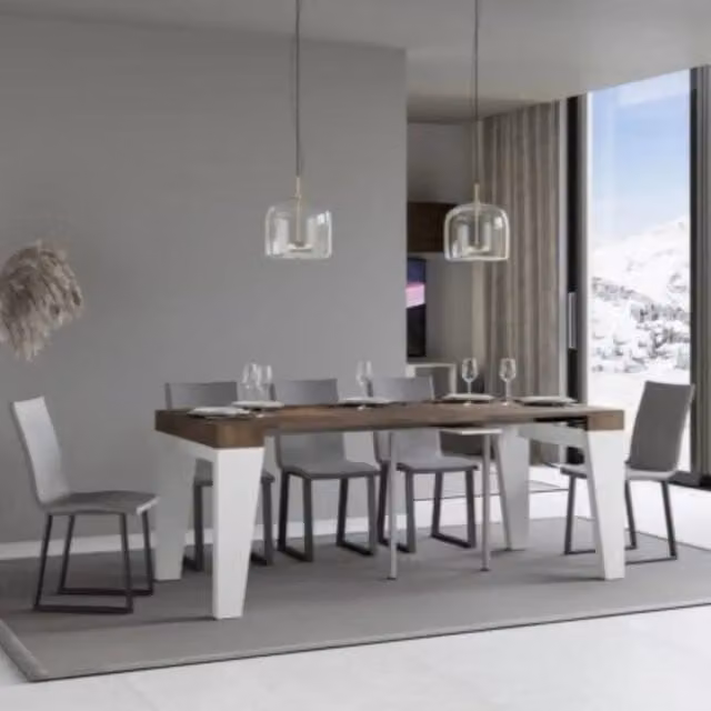 Consolle allungabile 90x40/196 cm Naxy Mix Small piano noce - struttura bianco frassino