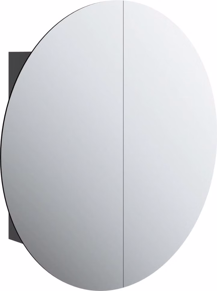 Armadio da Bagno con Specchio Rotondo e LED Nero 54x54x17,5 cm