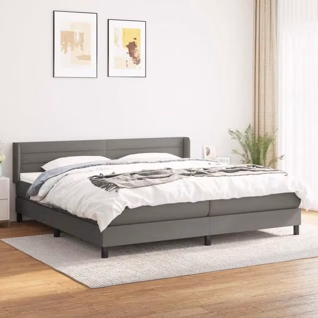Letto Ibrido vidaXL con Giroletto a Molle e Materasso Grigio e Bianco L/P/H: 200 x 200 x 88 cm