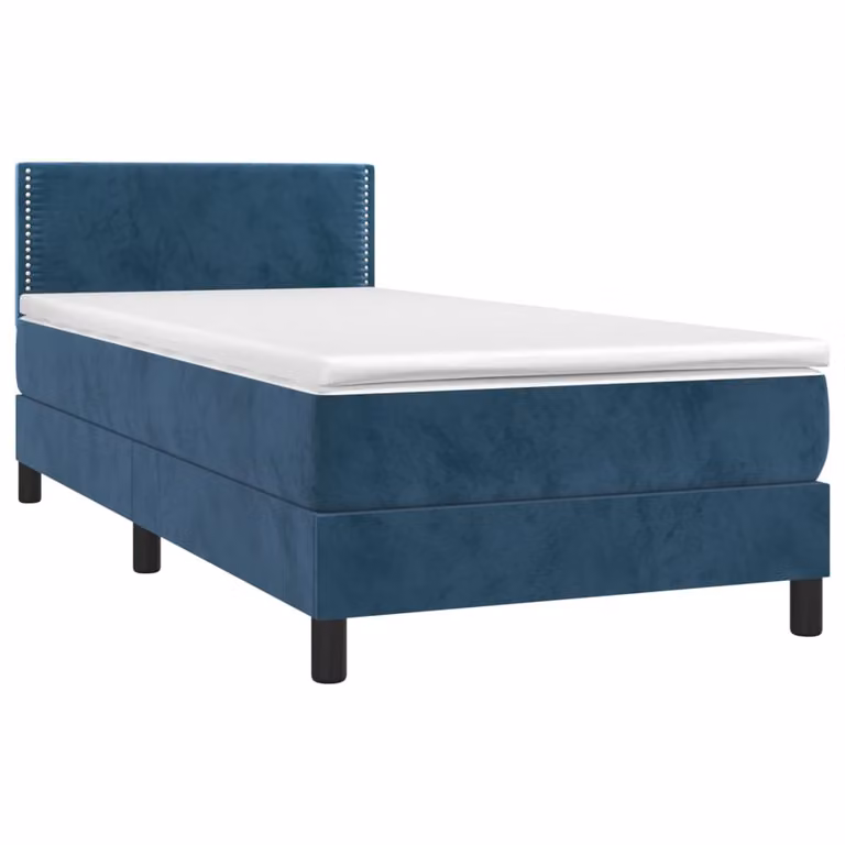 Giroletto a Molle con Materasso Blu Scuro 100x200 cm in Velluto