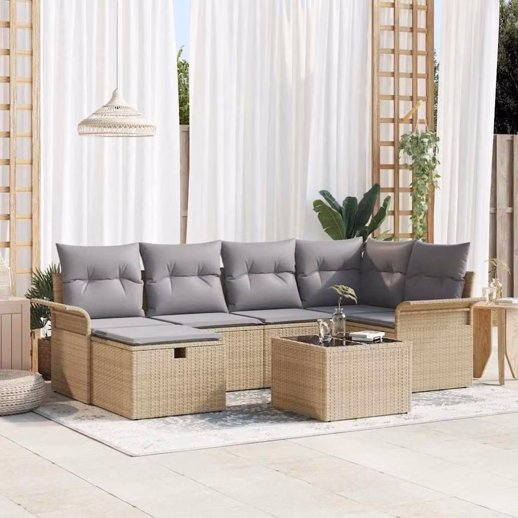 Maison Exclusive - Set da giardino composto da 7 pezzi, divano in rattan sintetico