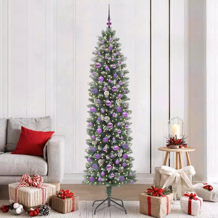 Maison Exclusive - Albero di Natale artificiale slanciato, verde e bianco, 210 cm