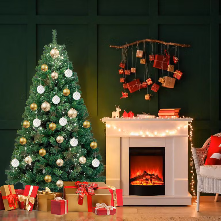 Jayseuw 180cm Albero di Natale Artificiale Abete, aghi in PVC Stand in metallo e sistema pieghevole Albero di Natale Verde