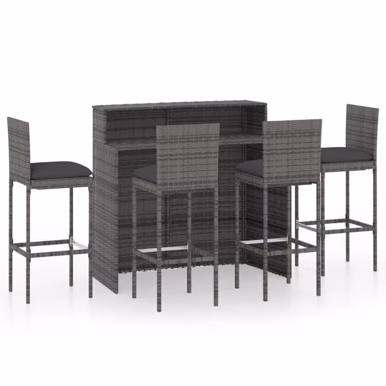 Set Bar da Giardino 5 pz con Cuscini Grigio