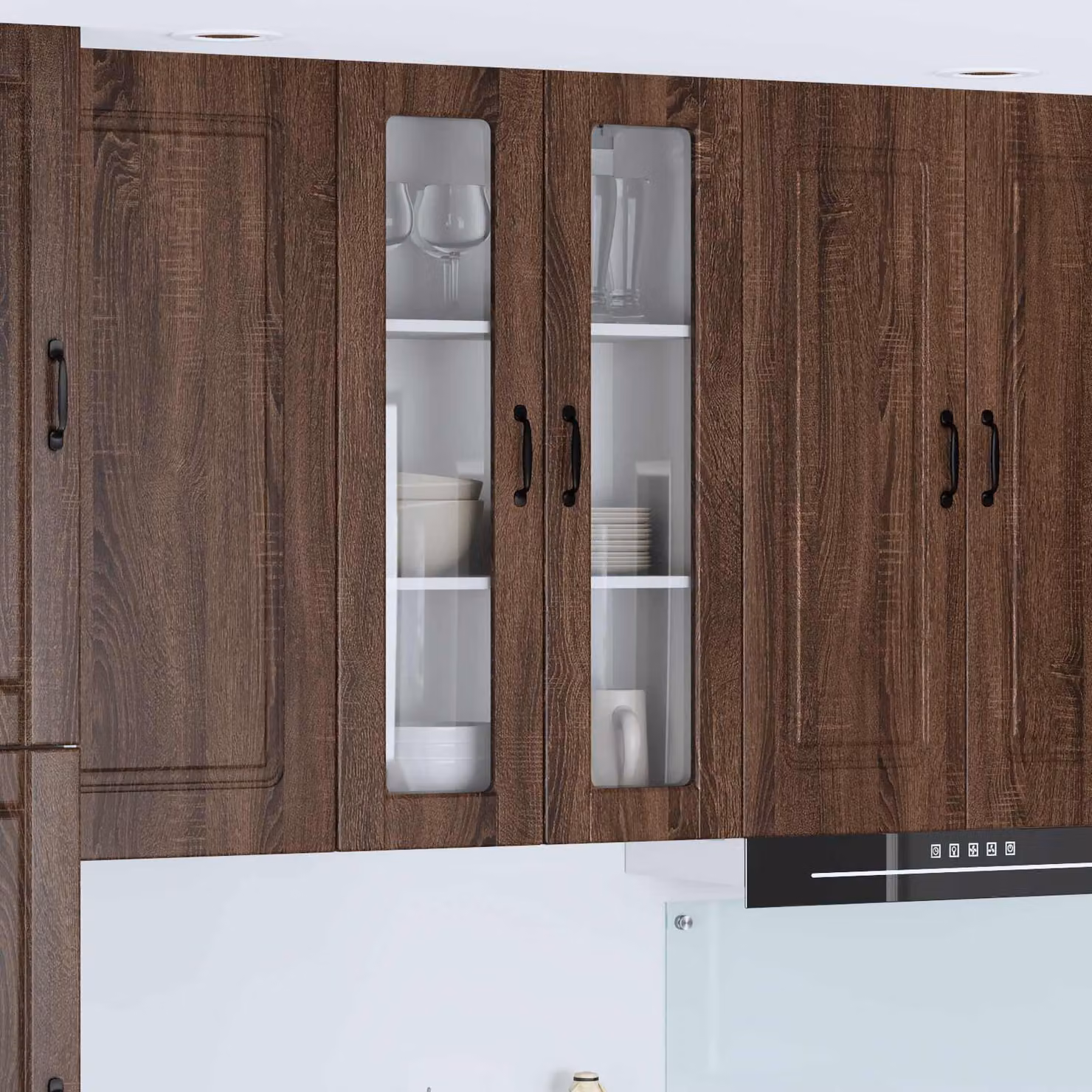 Mobile da parete vidaXL PORTO in legno e vetro, Rovere Marrone, L: 60 cm, P: 31 cm, H: 100 cm