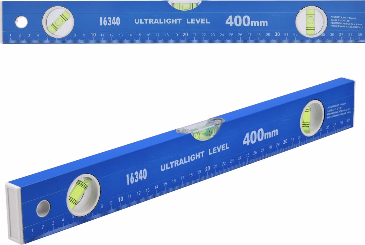 Livella a bolla 40 cm, 3 bolle, alluminio