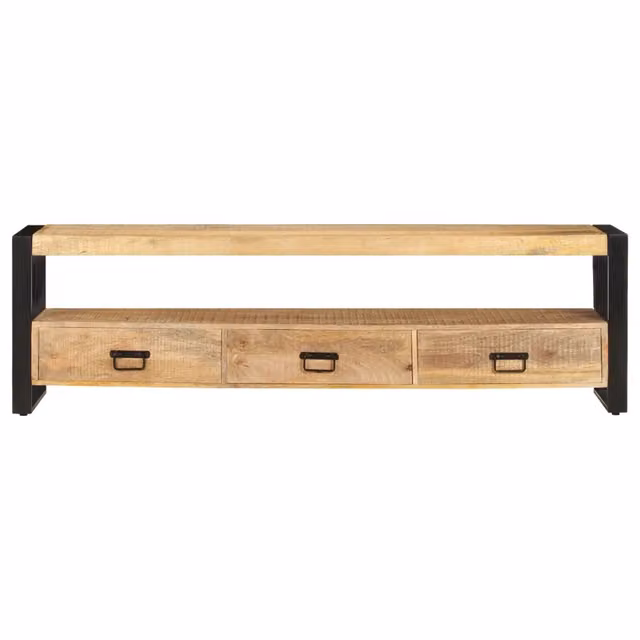 Mobile Porta TV vidaXL in Legno di Mango e Metallo, Stile Rustico, Marrone, L 150 x P 35 x H 45 cm
