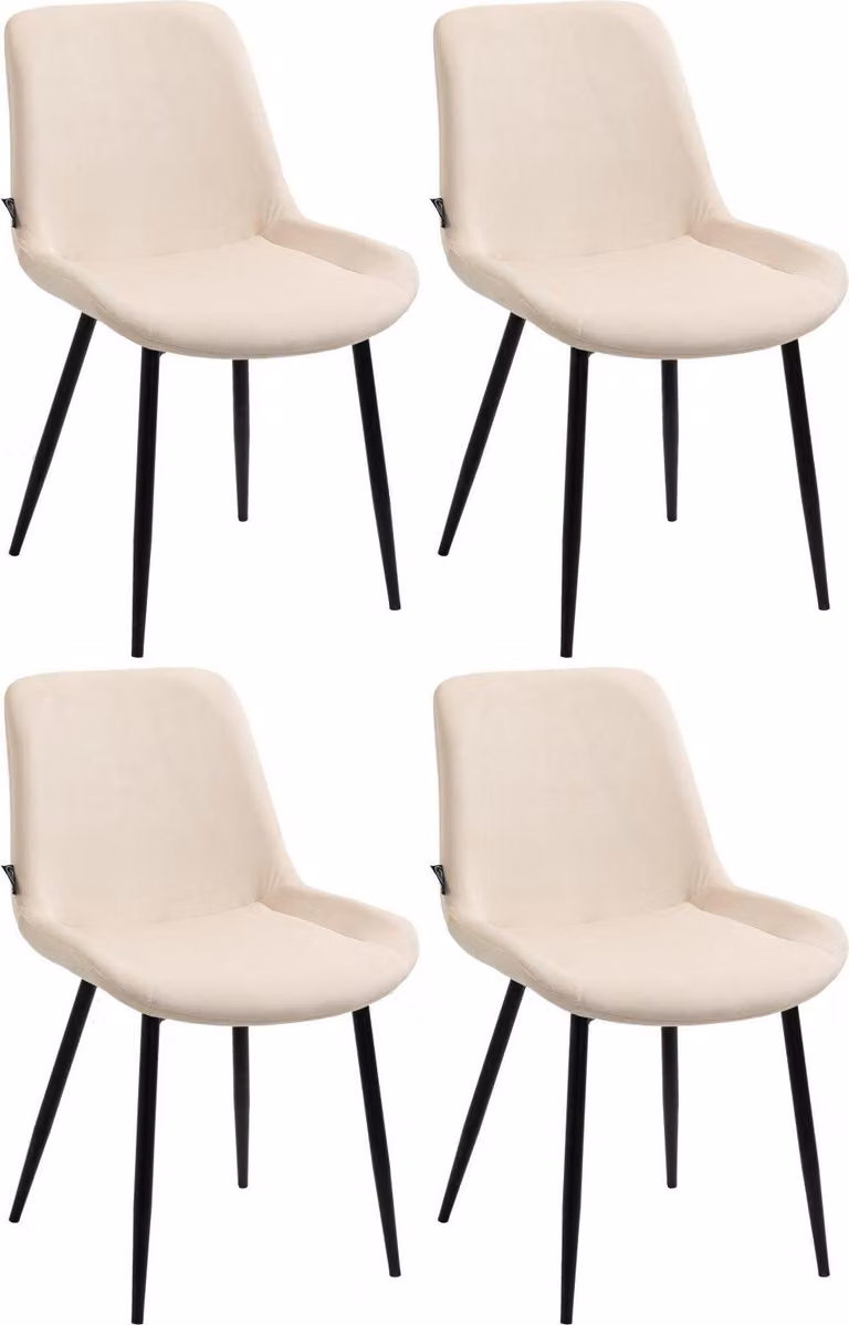 4 pezzi di sedie da pranzo in velluto - sedie da cucina - elevato comfort di seduta | colore: crema