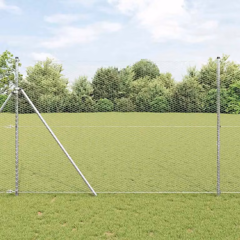 Recinzione esagonale vidaXL in acciaio zincato argento, dimensioni: H 1,6 m x L 25 m